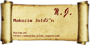 Makszim Jolán névjegykártya